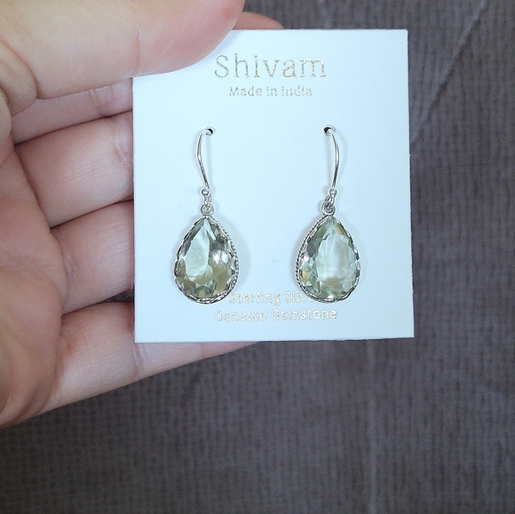 Shivam Green💚 Amethyst Teardrop💧Earrings - Picture 4 of 16